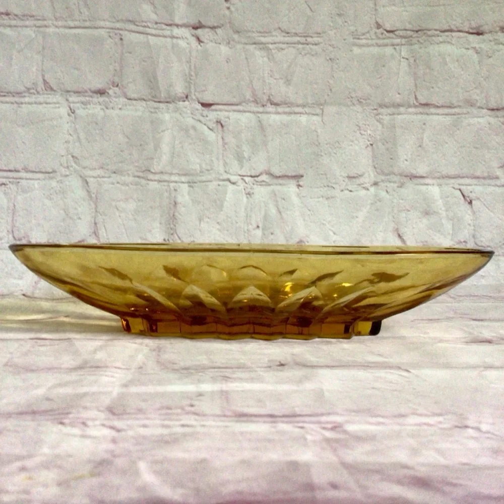 Vintage Amber Glass Relish Tray Candy Dish